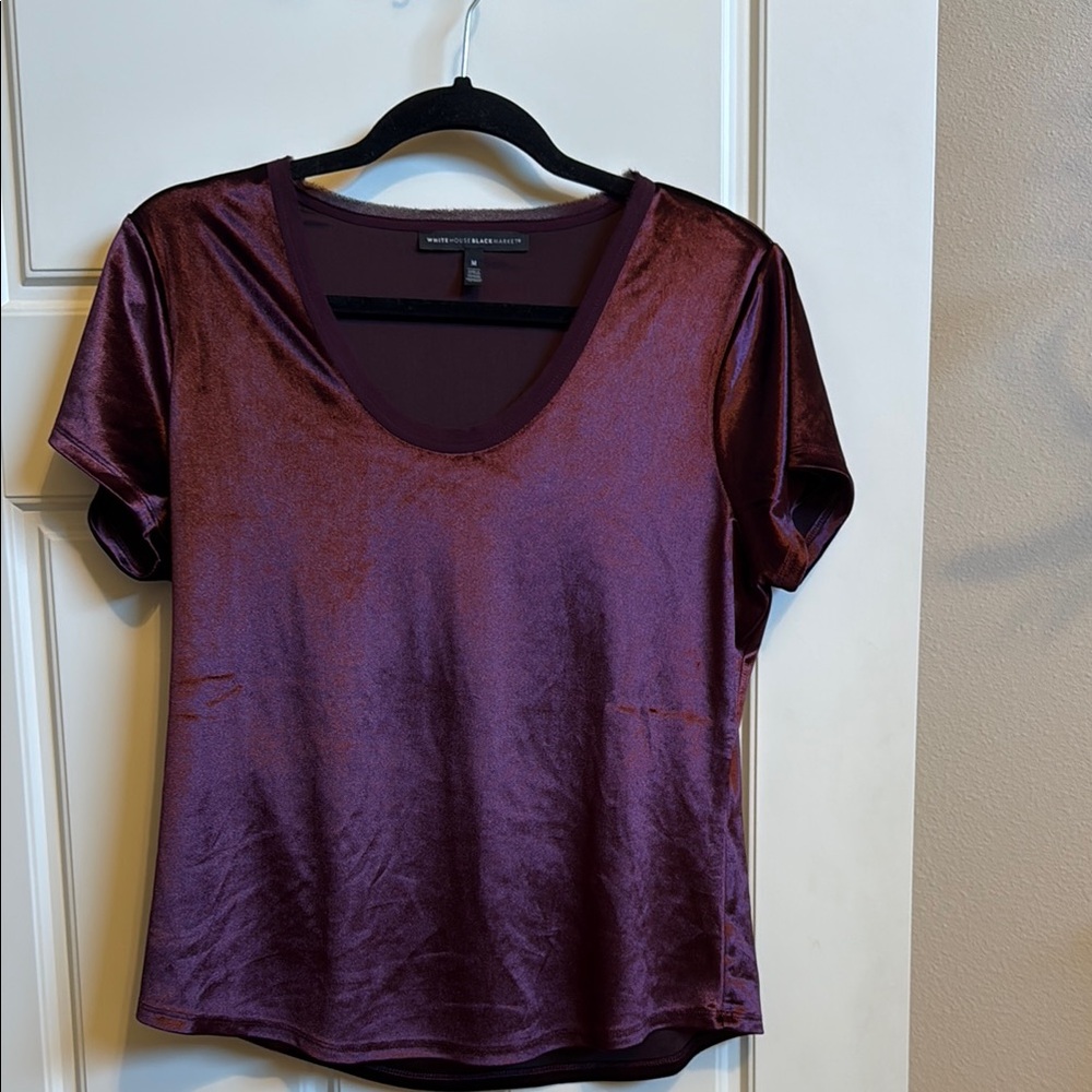 White House Black Market Burgundy Short Sleeve Top